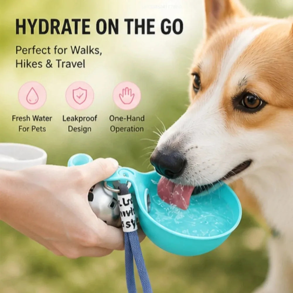 2-in-1 Hunde-Trinkflasche
Wasserflasche mit integriertem Napf
für Spaziergänge, Wanderungen und Reisen